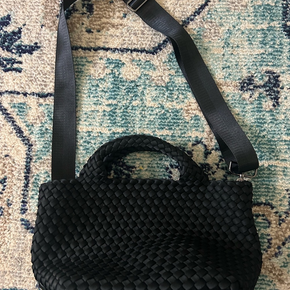 Naghedi Black Woven Crossbody Bag